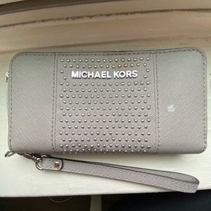 Michael Kors Grey Silver Studded Clutch